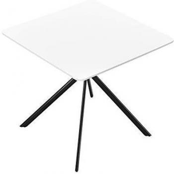 Mesa de comedor Ankara cuadrada para 2 personas, tablero de MDF lacado, 78 x 78 x 75 cm - Blanco/Negro