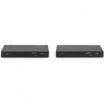 Extensor KVM HDMI 4K HDBaseT™ Digitus DS-55526 - 150 m, Transmisor y Receptor, USB 2.0, Cableado, Negro