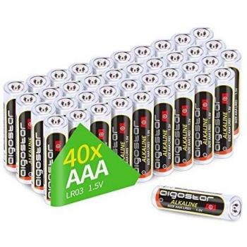 Aigostar 185565 Batería Alcalina LR03 1.5V AAA-8S, 40 Unidades