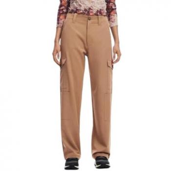 Desigual Fluid Straight Cargo Trousers for Women - Beige, Size XL, Fall/Winter Collection