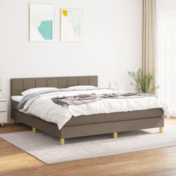 Cama box spring con colchón de tela gris taupe 160x200 cm