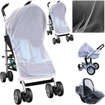 Marca Extranjera Mosquitera Universal para Cochecito y Portabebés, Dimensiones 140cm x 90cm, Color Blanco, Unidad Individual