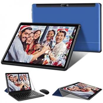 Tablet 10 Pulgadas Baratas y Buenas 5G WiFi Android 10.0 Tableta con Procesador Quad-Core, 800 * 1280 FHD Display, 64 GB Ampliables hasta 128 GB, Teclado/Ratón/OTG/Bluetooth - Azul