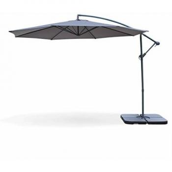 Parasol excéntrico redondo Ø350cm - Hardelot - Color Gris, estructura antracita, manivela anti-retorno