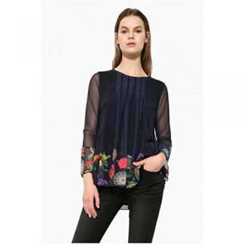 Desigual - Camiseta de manga larga - para mujer azul azul S