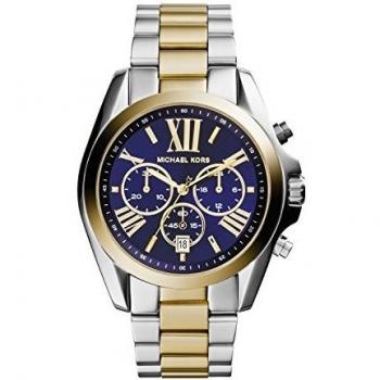 Michael Kors Reloj para Mujer BRADSHAW, Caja de 43 mm, Movimiento Cronógrafo de Cuarzo, Correa de Acero Inoxidable, Plata
