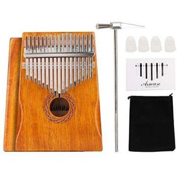 Asmuse™ Kalimba Thumb Piano 17 Teclas Mbira Madera Maciza Finger piano Sanza Martillo de Afinación Instrumento portátil para niños, adultos principiantes