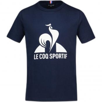 Camiseta Le Coq Sportif Essentiels para Niño, manga corta, color azul marino con blanco