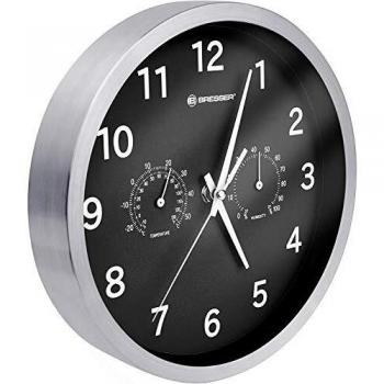 Bresser MyTime - Reloj de Pared Termo-/ Higro- 25cm, Color Negro
