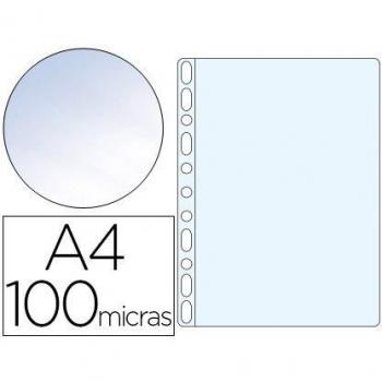 Funda Multitaladro Q-Connect, Formato A4, 100 Micras, Cristal Transparente, Pack de 100 Unidades