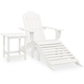 vidaXL Garden Adirondack Chair with Ottoman & Table Solid Fir Wood White