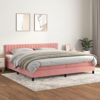 Cama box spring con colchón terciopelo rosa 200x200 cm Vidaxl Rosa