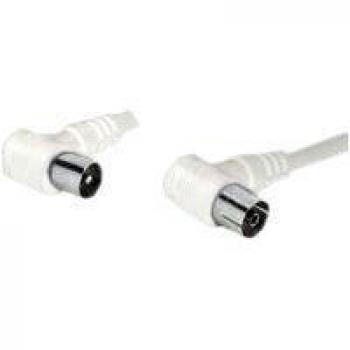 Cable Antena TV Coaxial M/F 5 metros 90º Blanco 75 Ohm