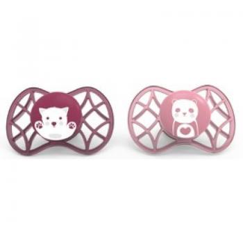 Pack 2 Chupetes Tetina Simétrica Reflectante Glow Pink 6M+ Nuvita