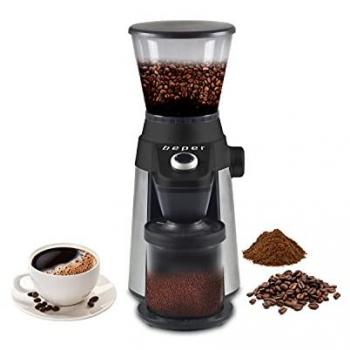 Molinillo de Café Eléctrico Beper BP.580, Acero Inoxidable, Profesional con 15 Niveles de Molido y Regulación de Cantidad