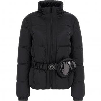 Guess Black Zip Jacket with Turtleneck, Winter Jacket, Female, Size: XS