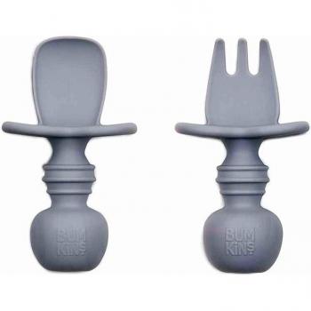 Cubiertos para bebe bumkins chewtensils grises gris