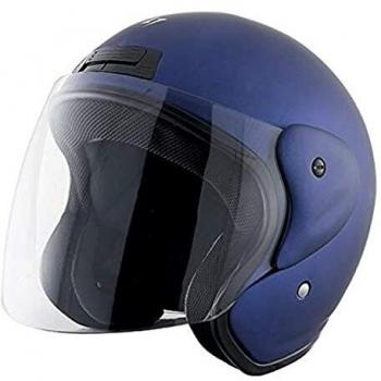 Stormer - Casco jet moto Sun liso azul rey mate metal, M
