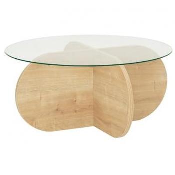 Mesa de café Metis, mesa de centro baja con revistero, estante para sala de estar, 75x75 cm, altura 35 cm, color roble