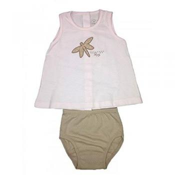 Conjunto 2 piezas vestido sin mangas con braguita para bebé niña Rapife rosa pardusco 6 meses
