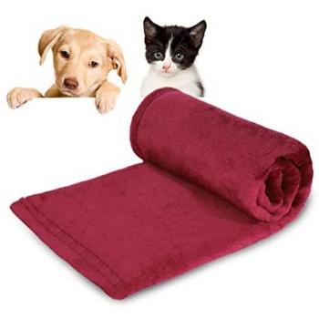 Manta de Terciopelo Suave y Resistente para Perros, Gatos y Mascotas - 75x100cm (Burdeos)