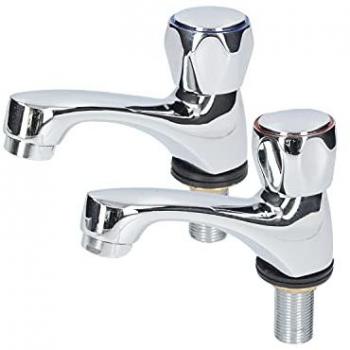 Juego de Grifos Individuales para Lavabo Fontastock - Set de 2, Zinc y Cuerpo de Latón, Agua Fría/Caliente