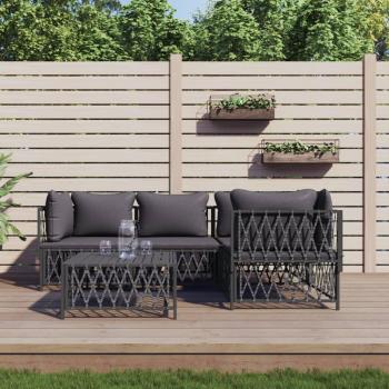 5-Piece Anthracite Steel Garden Lounge Set with Cushions