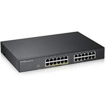 Zyxel Switch PoE Gigabit de 24 puertos | Gestión inteligente | Montaje en rack | 12 puertos PoE+ con presupuesto de 130 vatios | VLAN, IGMP, QoS | Garantía de por vida [GS1900-24EP]