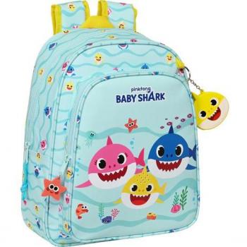 Mochila Infantil con Música Baby Shark 'Beach Day' Adaptador para Carro 27x33x10cm - Safta