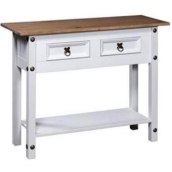 Consola de pino mexicano corona blanca 90x34,5x73 cm