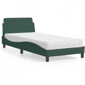 Cama con colchón terciopelo verde oscuro 90x190 cm Vidaxl