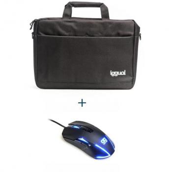 Maletín para Portátil iggual IGG317754 + Ratón IGG317983 Negro 15 Pack Bundle