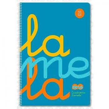 Lamela cuaderno espiral 80h folio 90gr cuadrovía 5mm c/margen cubierta pp azul fluorescente -paquete 5u-
