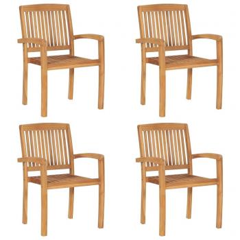 Stackable Teak Garden Chairs - Set of 4