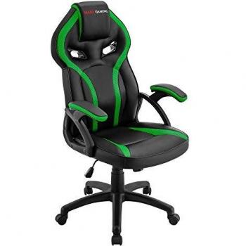 Mars Gaming MGC118BG, Silla Gaming Ergonómica en PU y Nylon, Regulable, Verde