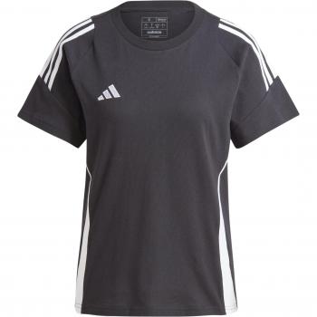 Camiseta de fútbol adidas Tiro24 mujer negro, manga corta, diseño deportivo, material transpirable