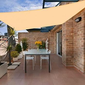 HENG FENG Toldo Vela de Sombra Impermeable Rectangular 3x3m Poliéster Protección Rayos UV Intemperie para Patio Exteriores Jardín Color Arena
