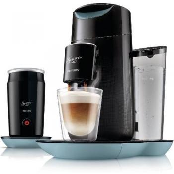 Philips Senseo Twist & Milk - Cafetera monodosis, color negro y azul