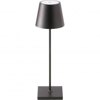 Lámpara de mesa LED recargable Nuindie USB-C negra IP54 atenuable 38 cm