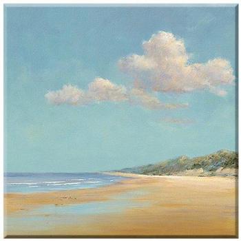 Aan de Noordzee , en el Mar de Norte , cuadro en lienzo , Jan Groenhart , 90 cm x 90 cm , Giclee , impresion digital sobre lienzo artista , enmarcado en bastidores de madera con colgador - paisaje maritimo, playa, verano, vacaciones en la playa - imagen p