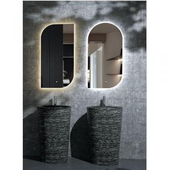 Espejo baño rectangular vertical y retroiluminado (luz fría) Gales 110x60 Ledimex con tres esquinas biseladas y sensor de movimiento