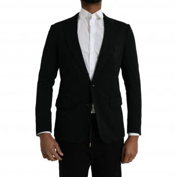 Dolce & Gabbana Black Wool Slim Fit 2 Piece Single Breasted Suit - IT48 | M