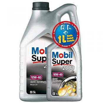 MOBIL SUPER 2000 X1 Aceite de motor 10W40, presentación 5 litros + 1 litro, Ref: 151476