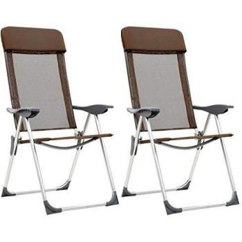 vidaXL 2X Sillas de Camping Plegables Aluminio Marrones Senderismo y Acampada