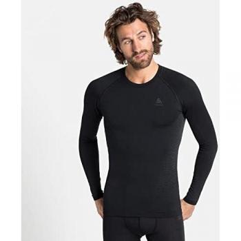 Odlo Men's Performance Warm Eco Long Sleeve Baselayer T-Shirt - Black/Graphite Grey, Size XXL