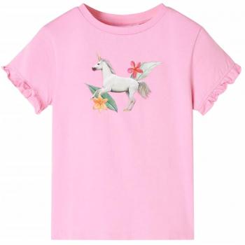 Camiseta infantil de manga corta rosa brillante 92