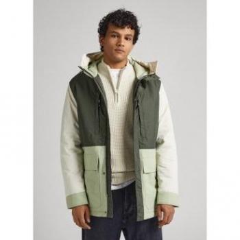 Parka Pepe Jeans Brandon Verde Oliva para Hombres con Capucha y Forro Acolchado