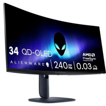 Monitor Gaming Curvo Alienware 34 QD-OLED AW3425DW, WQHD (3440x1440), 240Hz, 0.03ms, NVIDIA G-Sync y AMD FreeSync Premium Pro, HDR