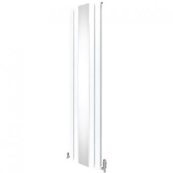 Radiador Plano con Espejo y Válvulas Cromadas - 1800 mm x 425 mm - Blanco
