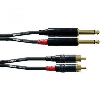 Cordial CFU 3 PC Audio Cable Adapter - 2x 6.3mm Jack to 2x RCA, 3m Black